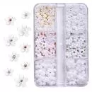 Gemischte 3D Perle Blumen Nagel Dekoration in Weiß
